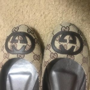 Used Gucci Monogram Flats
